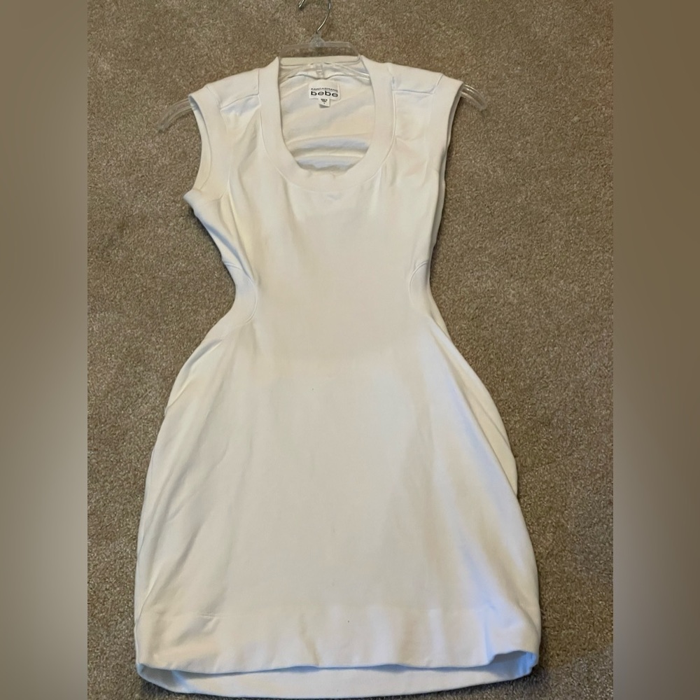 Kim Kardashian “Bebe” cutout mini dress. White, size small. Must have piece.